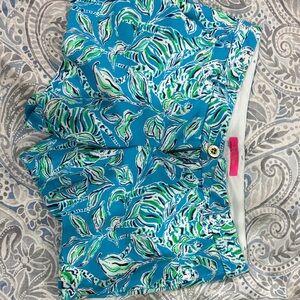 Lilly Pulitzer Blue and Green Leaf Print Shorts